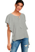 Sexy Gray Butterfly Sleeve Top with Tasseled Ties